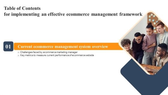 Table Of Contents For Implementing An Effective Ecommerce Management Framework Slides Diagrams PDF