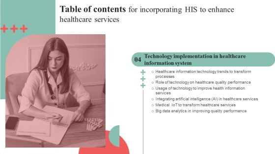 Table Of Contents For Incorporating HIS To Enhance Healthcare Services Icons PDF