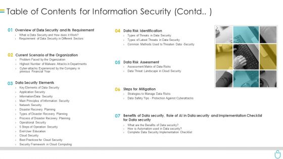 Table Of Contents For Information Security Contd Ppt Show Topics PDF