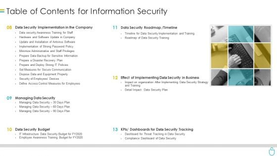 Table Of Contents For Information Security Ppt Styles Outline PDF