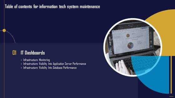 Table Of Contents For Information Tech System Maintenance Slide Portrait PDF