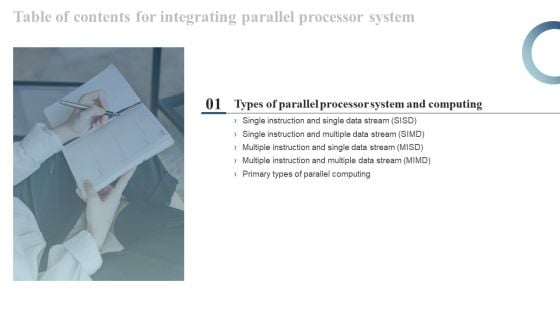 Table Of Contents For Integrating Parallel Processor System Guidelines PDF