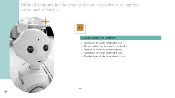 Table Of Contents For Integrating Robotic Exoskeleton To Improve Operational Efficiency Microsoft PDF