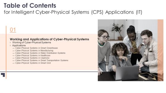 Table Of Contents For Intelligent Cyber Physical Systems CPS Applications IT Grid Ppt Styles Examples PDF Table Of Contents For Intelligent Cyber Physical Systems CPS Applications IT Grid Ppt Styles Examples PDF