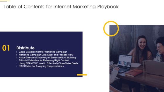 Table Of Contents For Internet Marketing Playbook Elements PDF