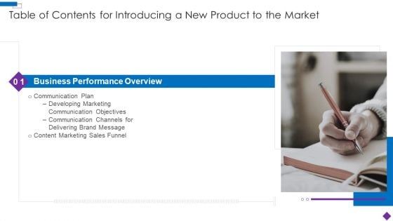 Table Of Contents For Introducing A New Product To The Market Infographics PDF