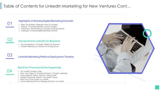 Table Of Contents For Linkedin Marketing For New Ventures Cont Background PDF
