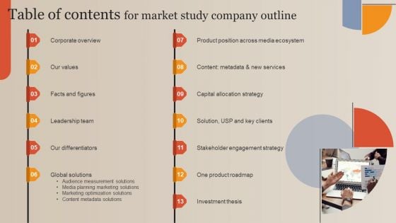 Table Of Contents For Market Study Company Outline Guidelines PDF