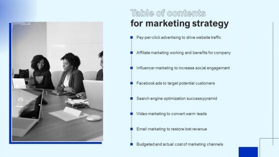 Table Of Contents For Marketing Strategy Summary PDF