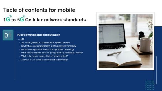 Table Of Contents For Mobile 1G To 5G Cellular Network Standards Information PDF