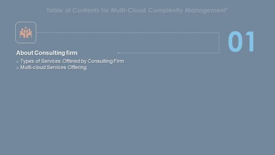 Table Of Contents For Multi Cloud Complexity Management Firm Ideas PDF