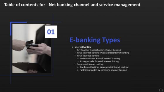 Table Of Contents For Net Banking Channel And Service Management Key Brochure PDF