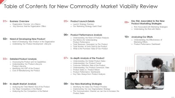 Table Of Contents For New Commodity Market Viability Review Structure PDF Table Of Contents For New Commodity Market Viability Review Structure PDF