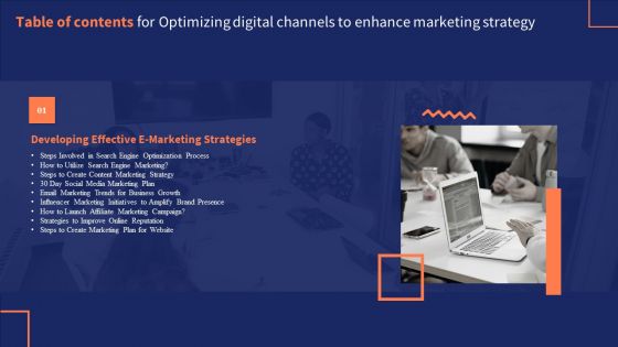 Table Of Contents For Optimizing Digital Channels To Enhance Marketing Strategy Trends Pictures PDF