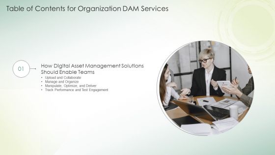 Table Of Contents For Organization DAM Services Introduction PDF Table Of Contents For Organization DAM Services Introduction PDF