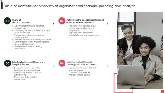 Table Of Contents For Overview Of Organizational Financial Planning And Analysis Template PDF Table Of Contents For Overview Of Organizational Financial Planning And Analysis Template PDF
