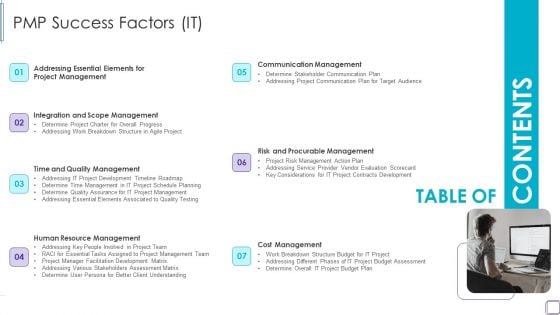 Table Of Contents For PMP Success Factors IT Tips Information PDF Table Of Contents For PMP Success Factors IT Tips Information PDF