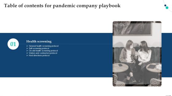 Table Of Contents For Pandemic Company Playbook Professional PDF