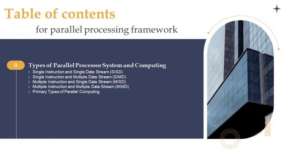 Table Of Contents For Parallel Processing Framework Data Ppt PowerPoint Presentation File Styles PDF