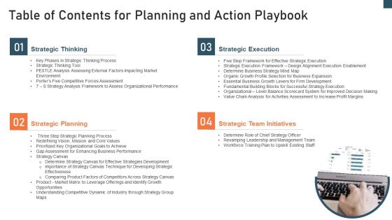 Table Of Contents For Planning And Action Playbook Professional PDF