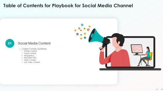 Table Of Contents For Playbook For Social Media Channel Infographics Topics PDF