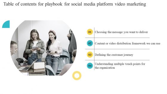 Table Of Contents For Playbook For Social Media Platform Video Marketing Slide Brochure PDF