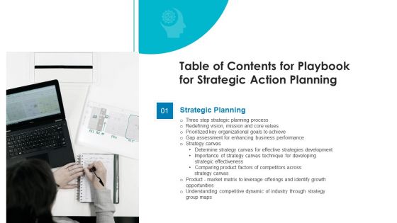 Table Of Contents For Playbook For Strategic Action Planning Rules Inspiration PDF