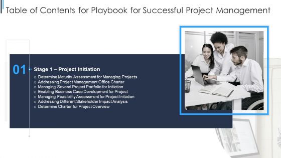 Table Of Contents For Playbook For Successful Project Management Slide Formats PDF