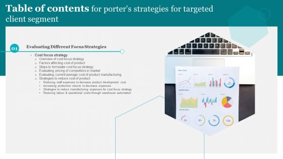 Table Of Contents For Porters Strategies For Targeted Client Segment Cost Structure PDF