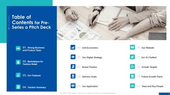 Table Of Contents For Pre Series A Pitch Deck Ppt Gallery Maker PDF