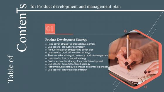 Table Of Contents For Product Development And Management Plan Tips Rules PDF