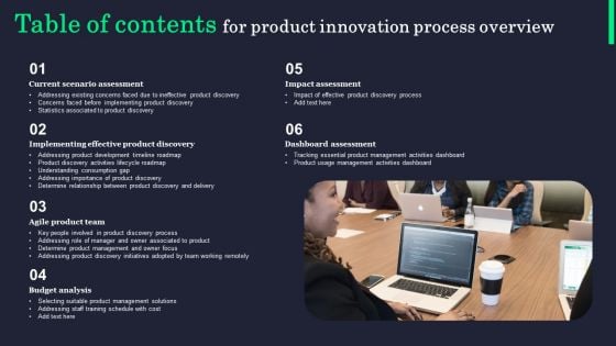 Table Of Contents For Product Innovation Process Overview Introduction PDF