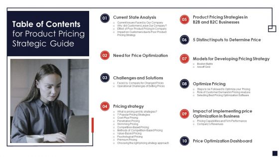 Table Of Contents For Product Pricing Strategic Guide Pictures PDF