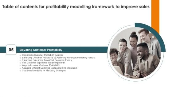 Table Of Contents For Profitability Modelling Framework To Improve Sales Designs PDF