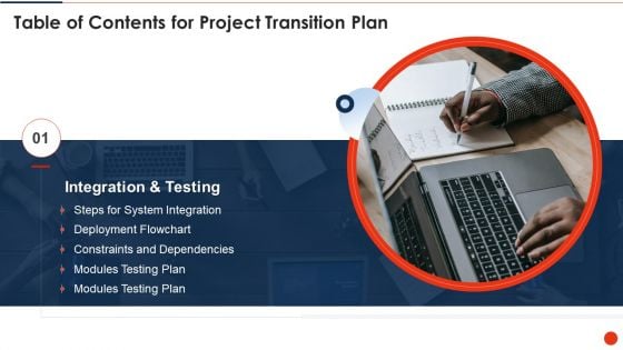 Table Of Contents For Project Transition Plan Ppt PowerPoint Presentation File Ideas PDF