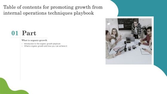 Table Of Contents For Promoting Growth From Internal Operations Techniques Playbook Organic Rules PDF