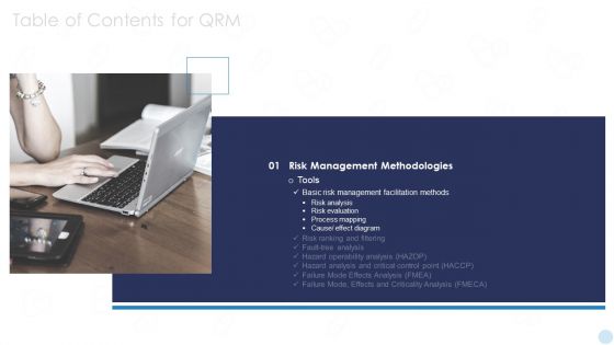 Table Of Contents For QRM Risk Ppt Slides Styles PDF