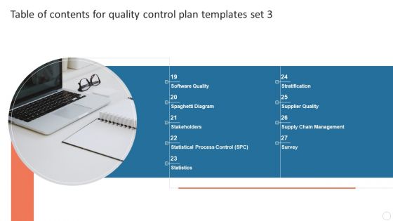 Table Of Contents For Quality Control Plan Templates Set 3 Background PDF