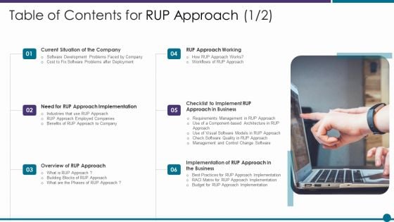 Table Of Contents For RUP Approach Ppt Slides Diagrams PDF Table Of Contents For RUP Approach Ppt Slides Diagrams PDF