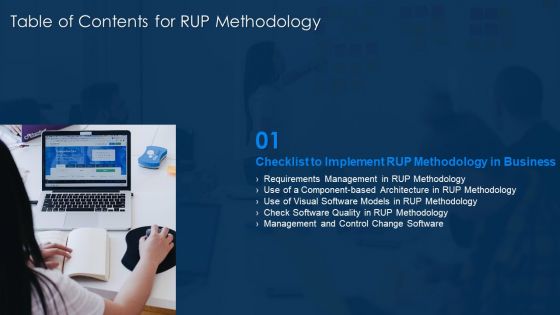Table Of Contents For RUP Methodology Slide Slides PDF