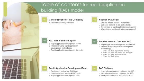 Table Of Contents For Rapid Application Building RAB Model Pictures PDF