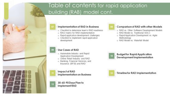 Table Of Contents For Rapid Application Building RAB Model Pictures PDF