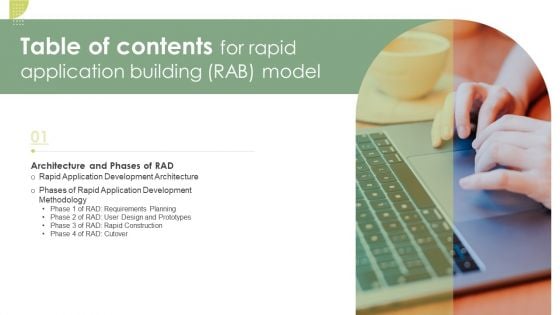 Table Of Contents For Rapid Application Building RAB Model Slide Information PDF