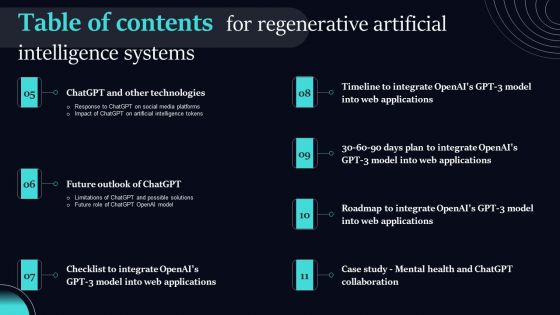 Table Of Contents For Regenerative Artificial Intelligence Systems Introduction PDF
