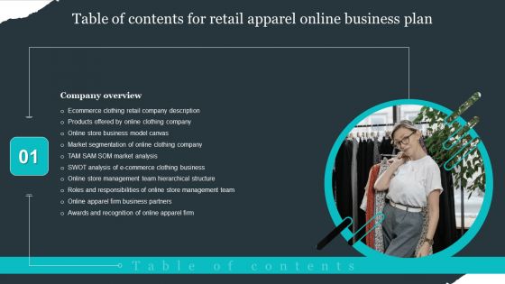 Table Of Contents For Retail Apparel Online Business Plan Rules PDF
