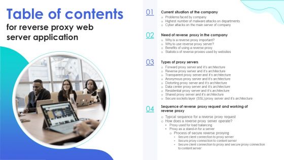 Table Of Contents For Reverse Proxy Web Server Application Diagrams PDF