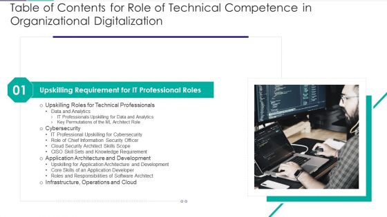 Table Of Contents For Role Of Technical Competence In Organizational Digitalization Rules Structure PDF