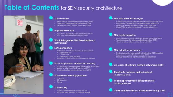 Table Of Contents For SDN Security Architecture Ppt PowerPoint Presentation File Diagrams PDF