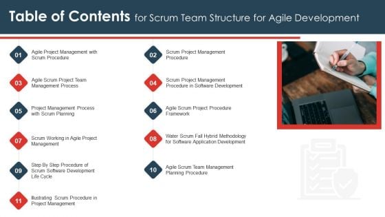 Table Of Contents For Scrum Team Structure For Agile Development Clipart PDF Table Of Contents For Scrum Team Structure For Agile Development Clipart PDF