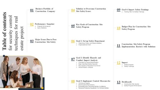 Table Of Contents For Security Control Techniques For Real Estate Project Download PDF Table Of Contents For Security Control Techniques For Real Estate Project Download PDF